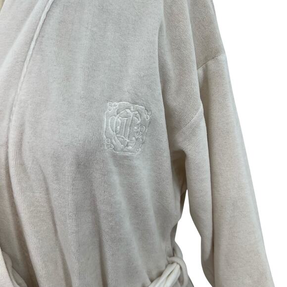Christian Dior Vintage Robe Super Soft Velvet Monogram Logo Cream Ivory Small - Picture 5 of 16